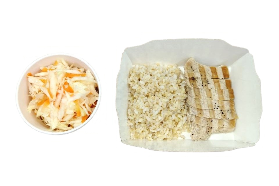 Свинина + бурый рис + салат 